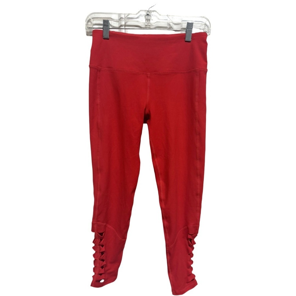 DSG Women's Small Sliced Ankle Leggings Red High Rise Cutout Yoga Pants